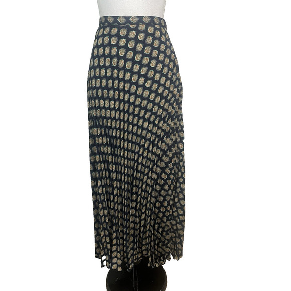 Banana Republic Skirt size 6 Navy Blue Orange Green Floral Sheer Maxi Pleated - Picture 1 of 10